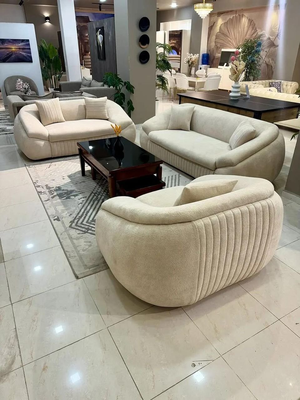 modern, cream-colored, overstuffed armchair(Single Sofa) - Image 2