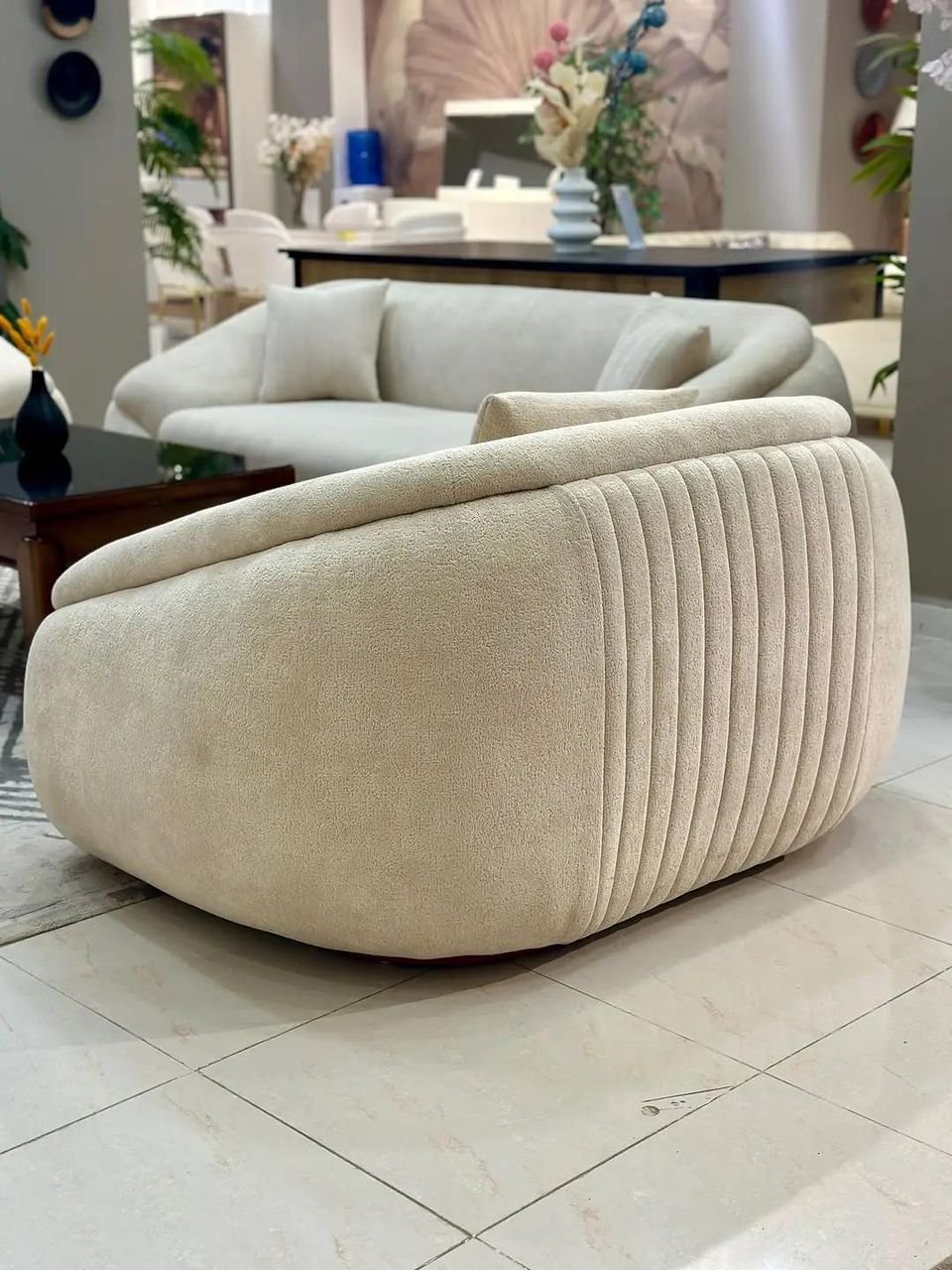 modern, cream-colored, overstuffed armchair(Single Sofa) - Image 6