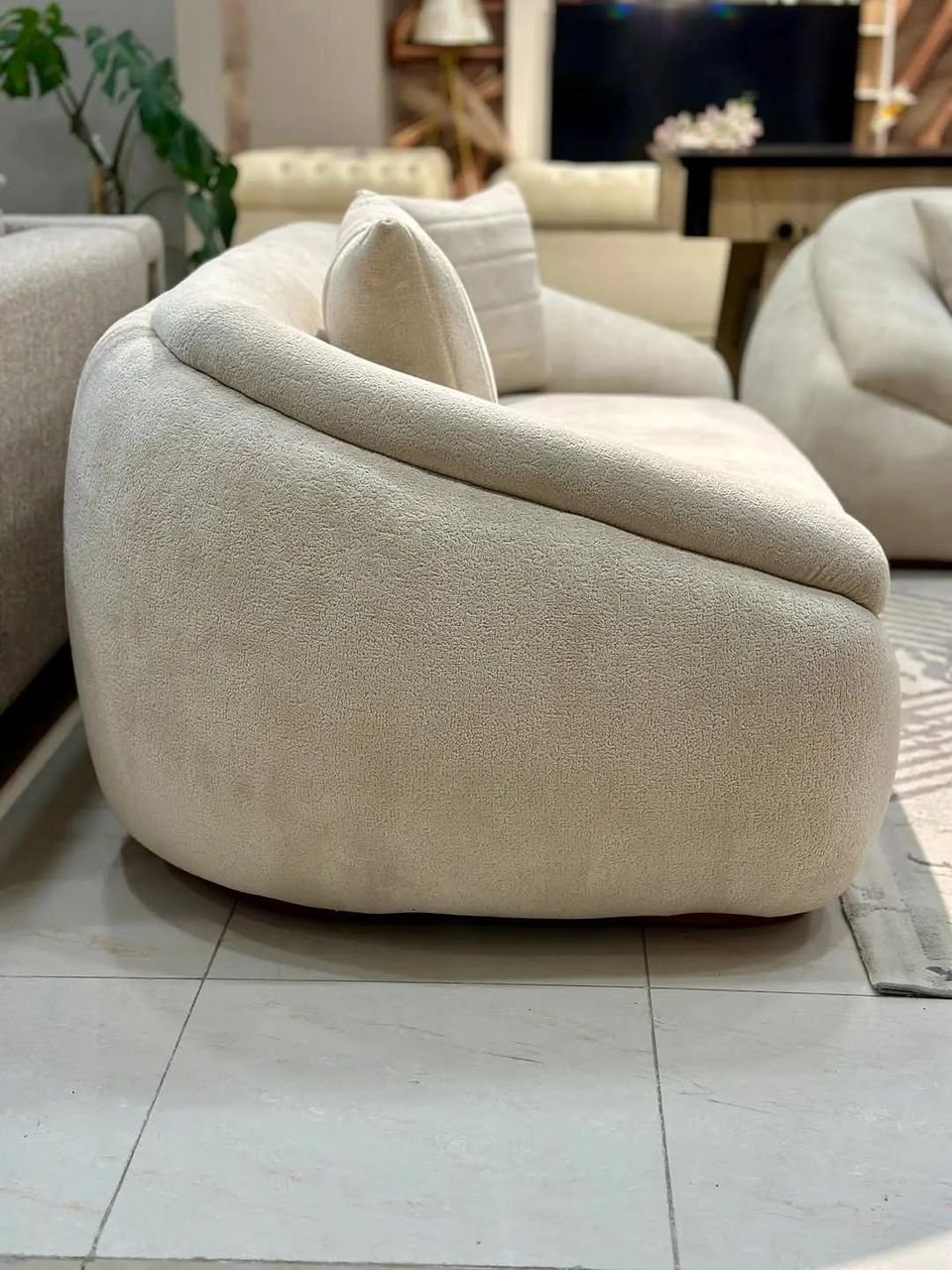 modern, cream-colored, overstuffed armchair(Single Sofa) - Image 4