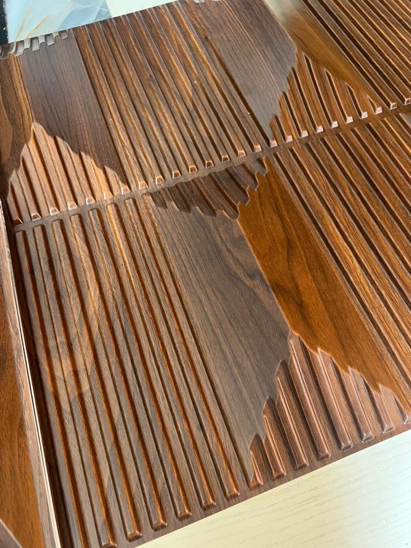 waterproof brown 3D PVC wall panels for interior decoration